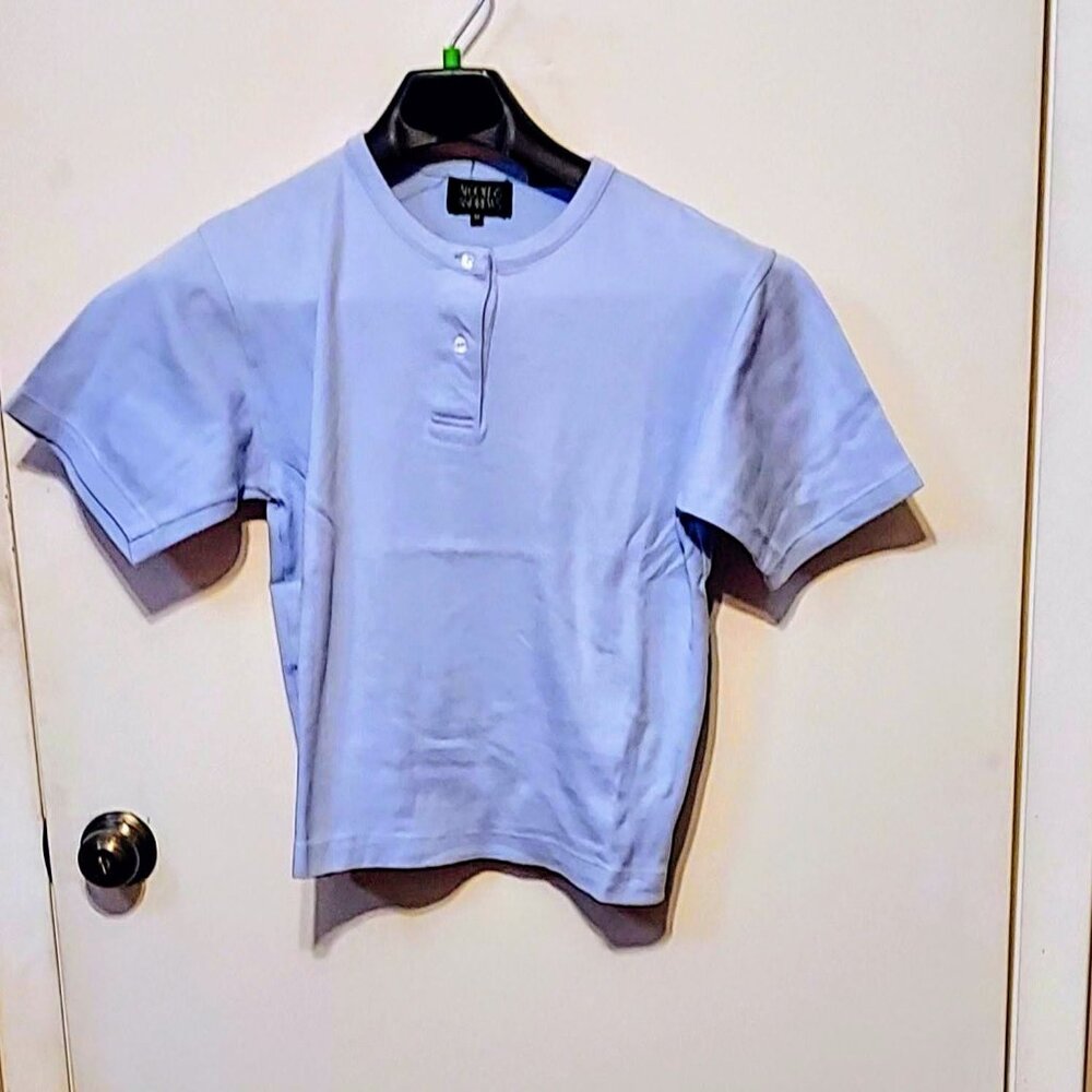 Alcott & Andrews Womans Light Blue Short Sleeve T Shirt Sz M 100% Cotton.